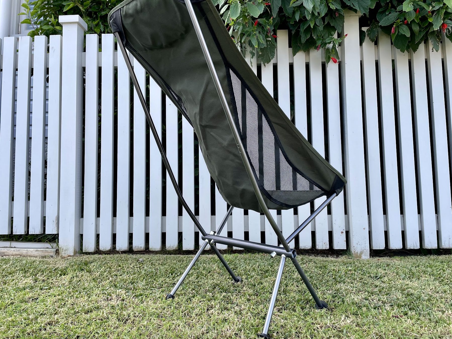 The back angle of the Naturehike folding chair is relaxed enough for lounging and upright enough for camp meals