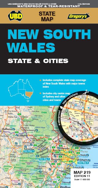 New South Wales State & Cities Map by UBD Gregory's