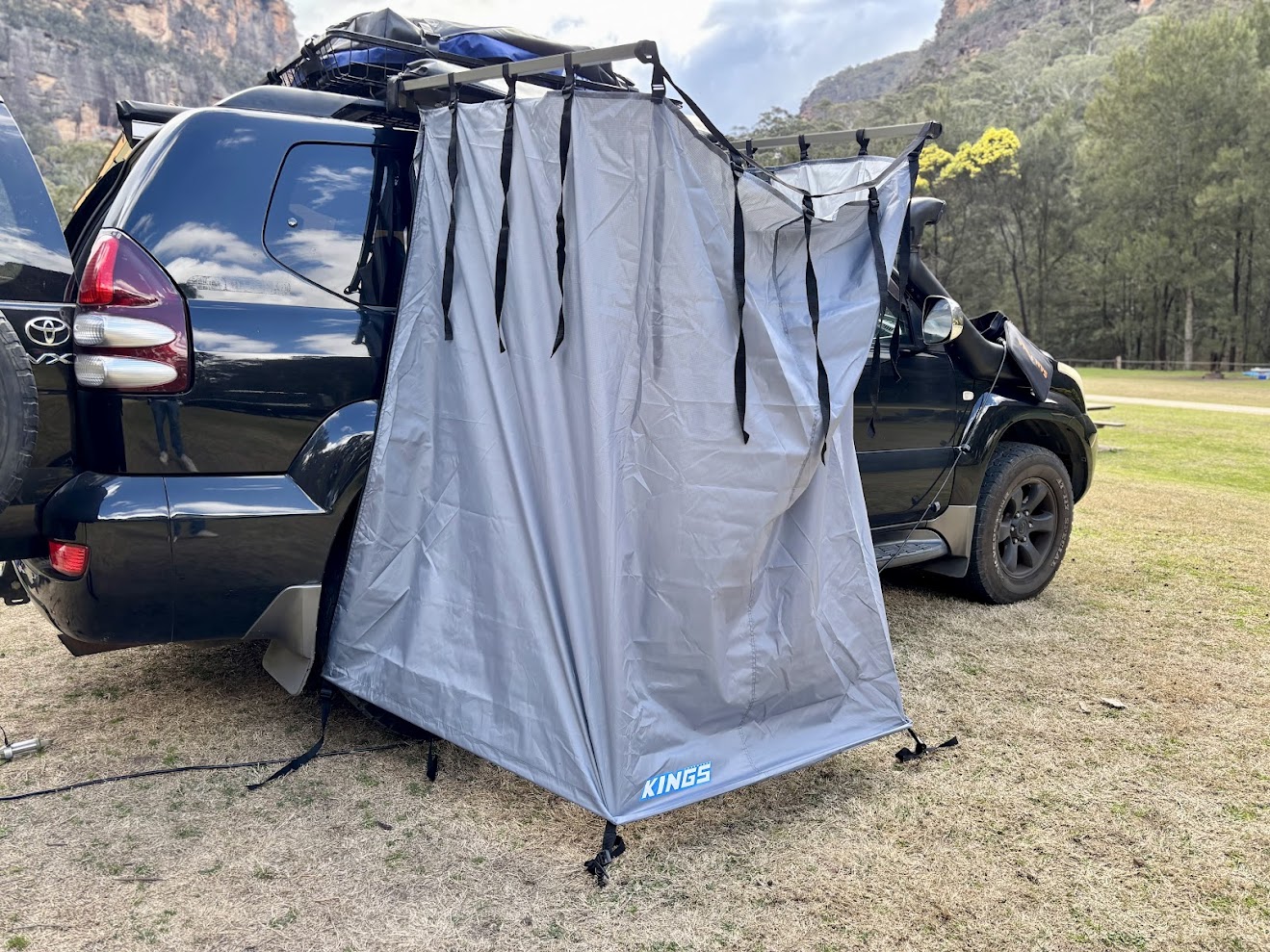 Using the Kings Shower Tent at Coorongooba Campground in Capertee