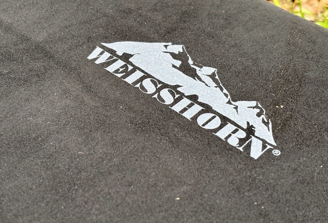 Sleek black suede finish of the 9.5cm thick Weisshorn self inflating mattress