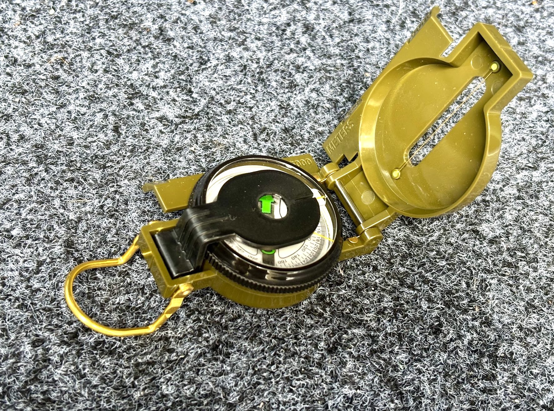 4WD survival compass folded open top view