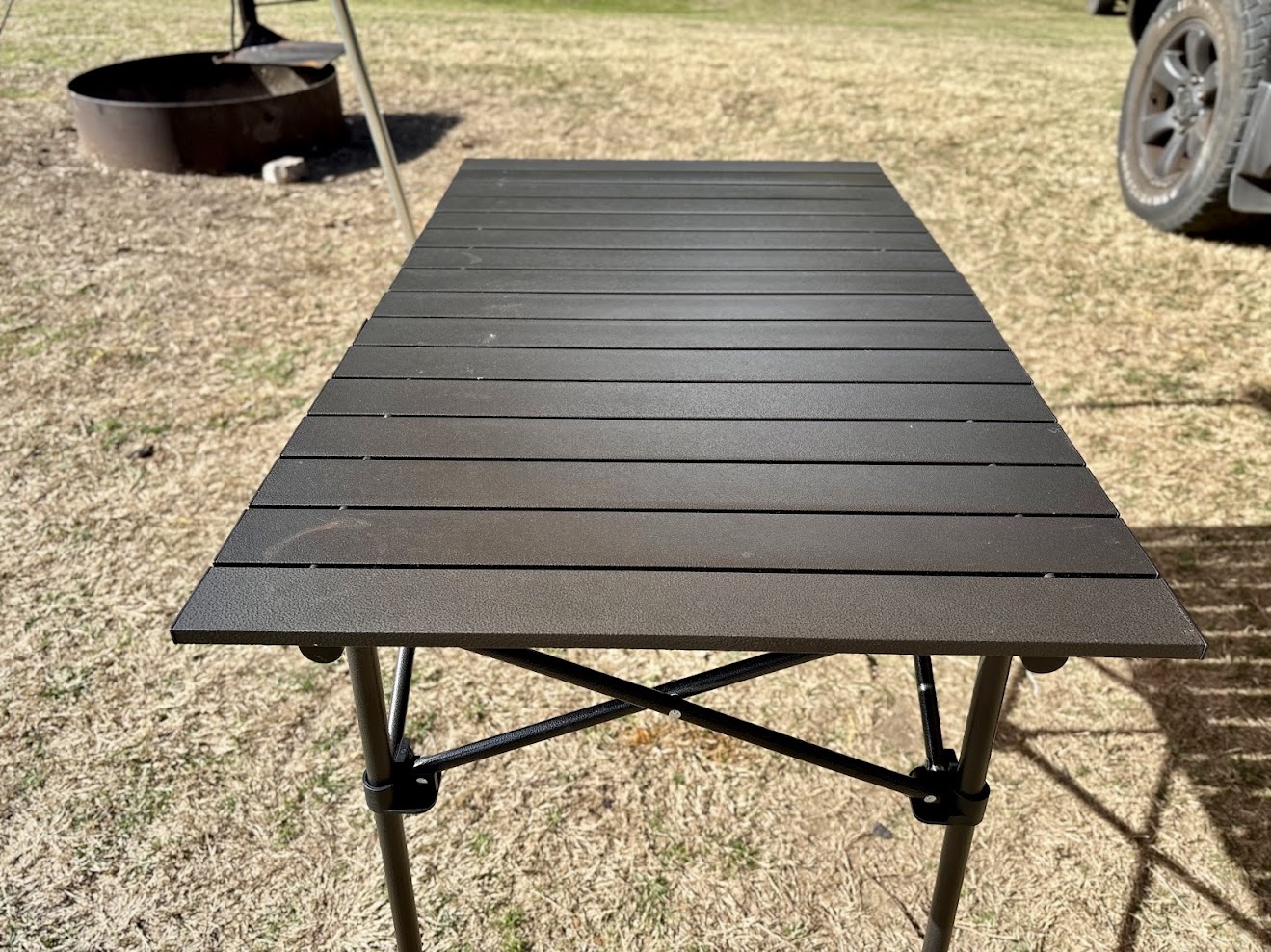 Assembled Kings camping table at Coorongooba Campground
