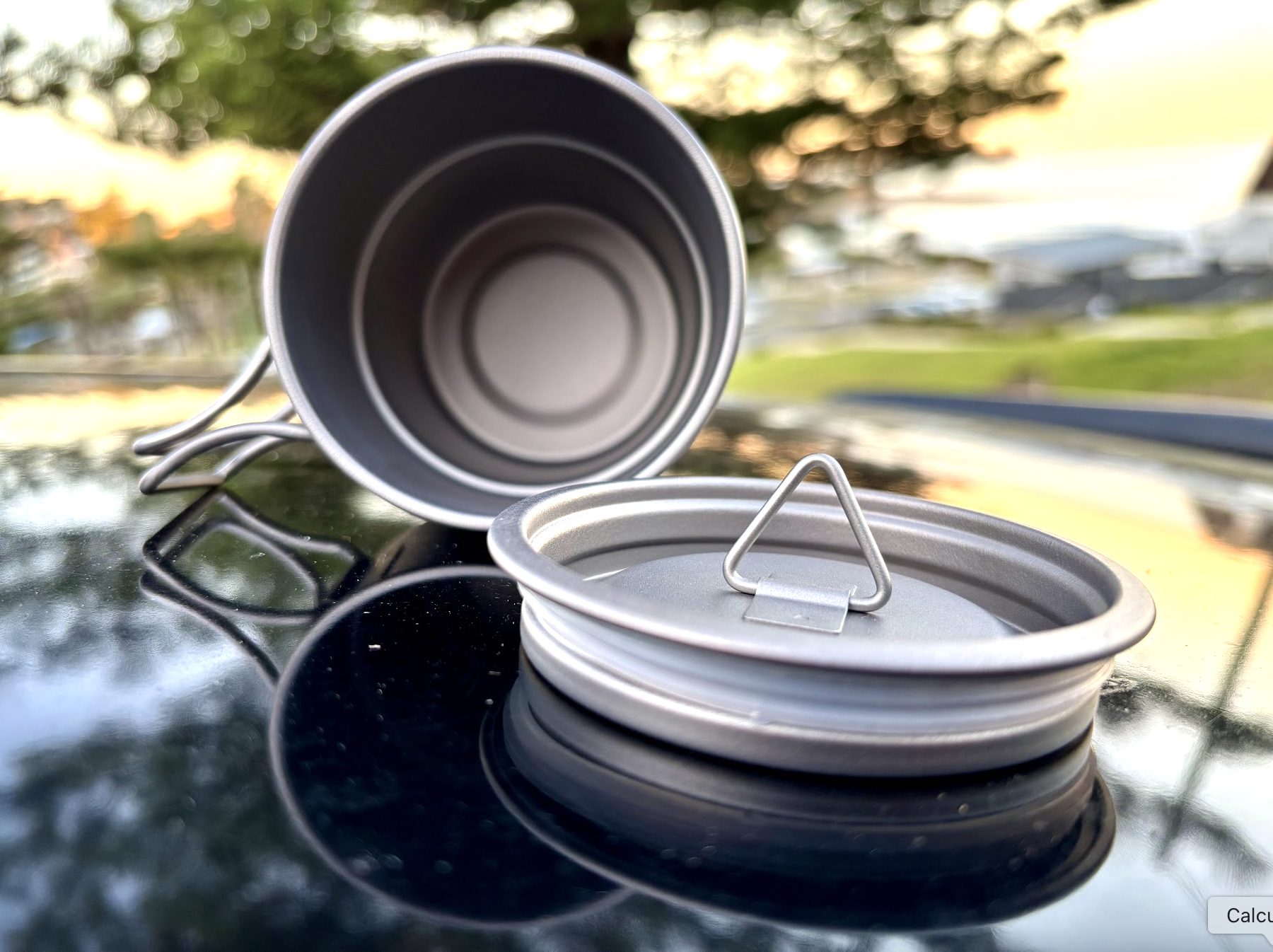 Boundless Voyage Titanium Camping Mug 250ml with lid inside view