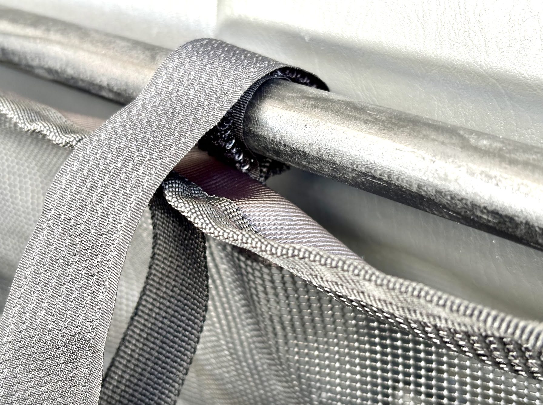 Velcro attachment of hanging camping kitchen organizer