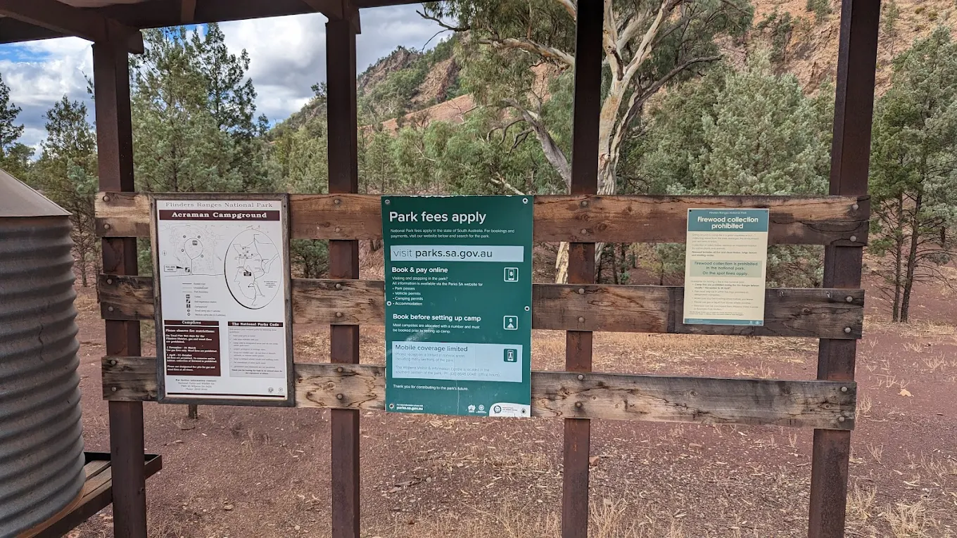 Information board at Acraman Campground​