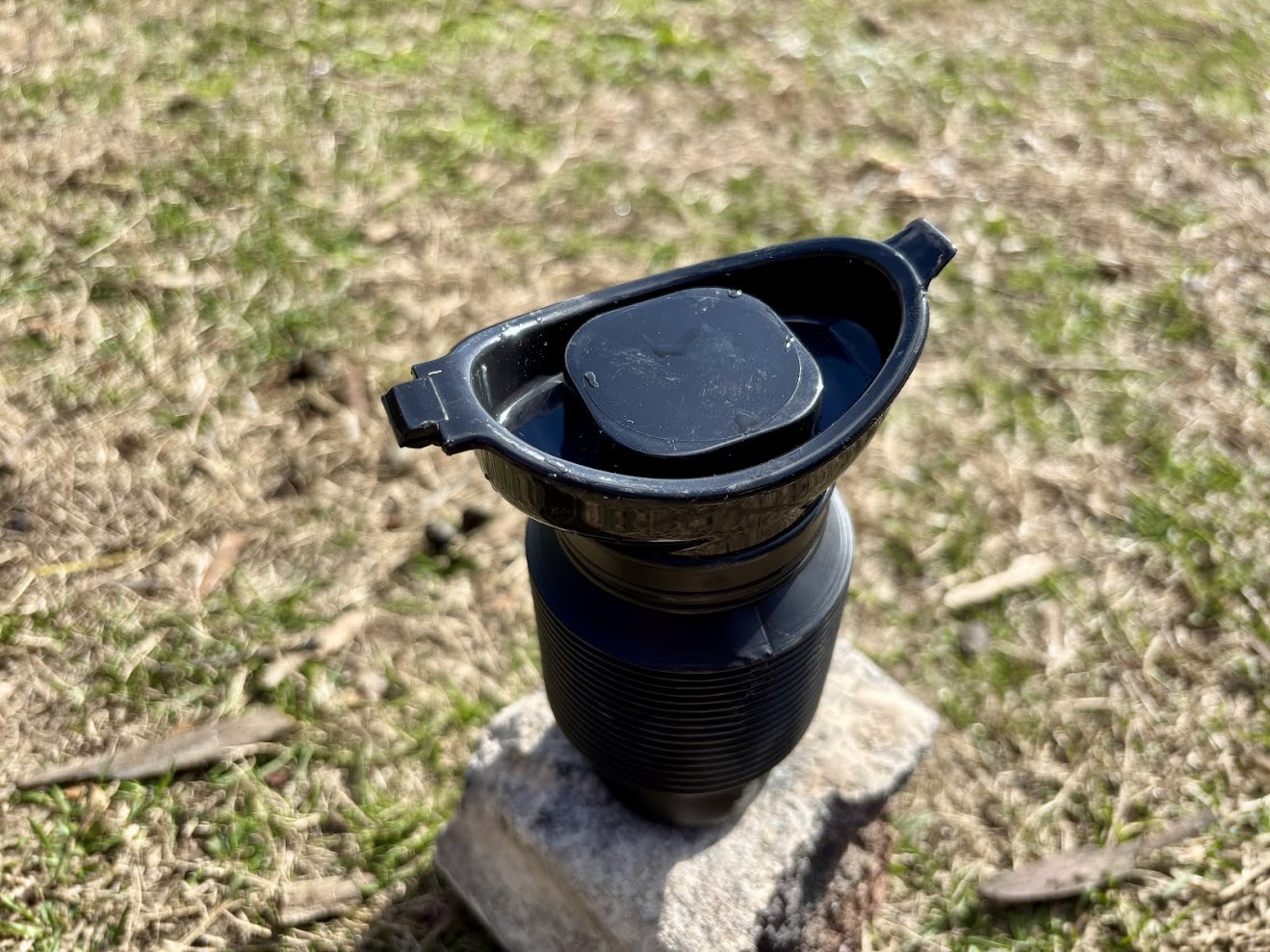 Leakproof lid on portable urinal​ at Coorongooba Campground