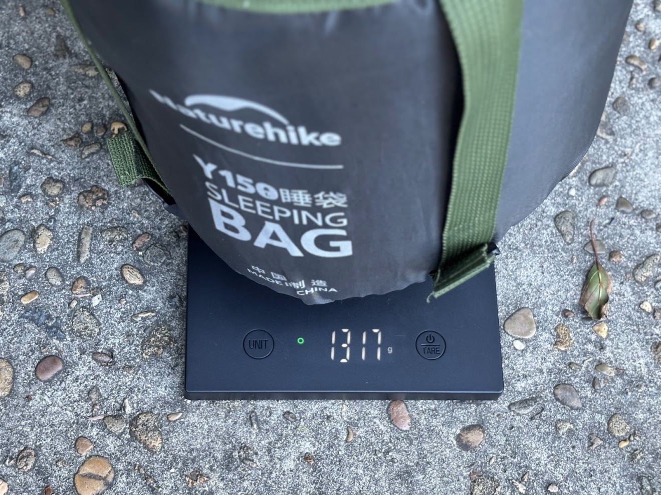 Naturehike sleeping bag Y150L weighs just over 1.3kg including stuff sack