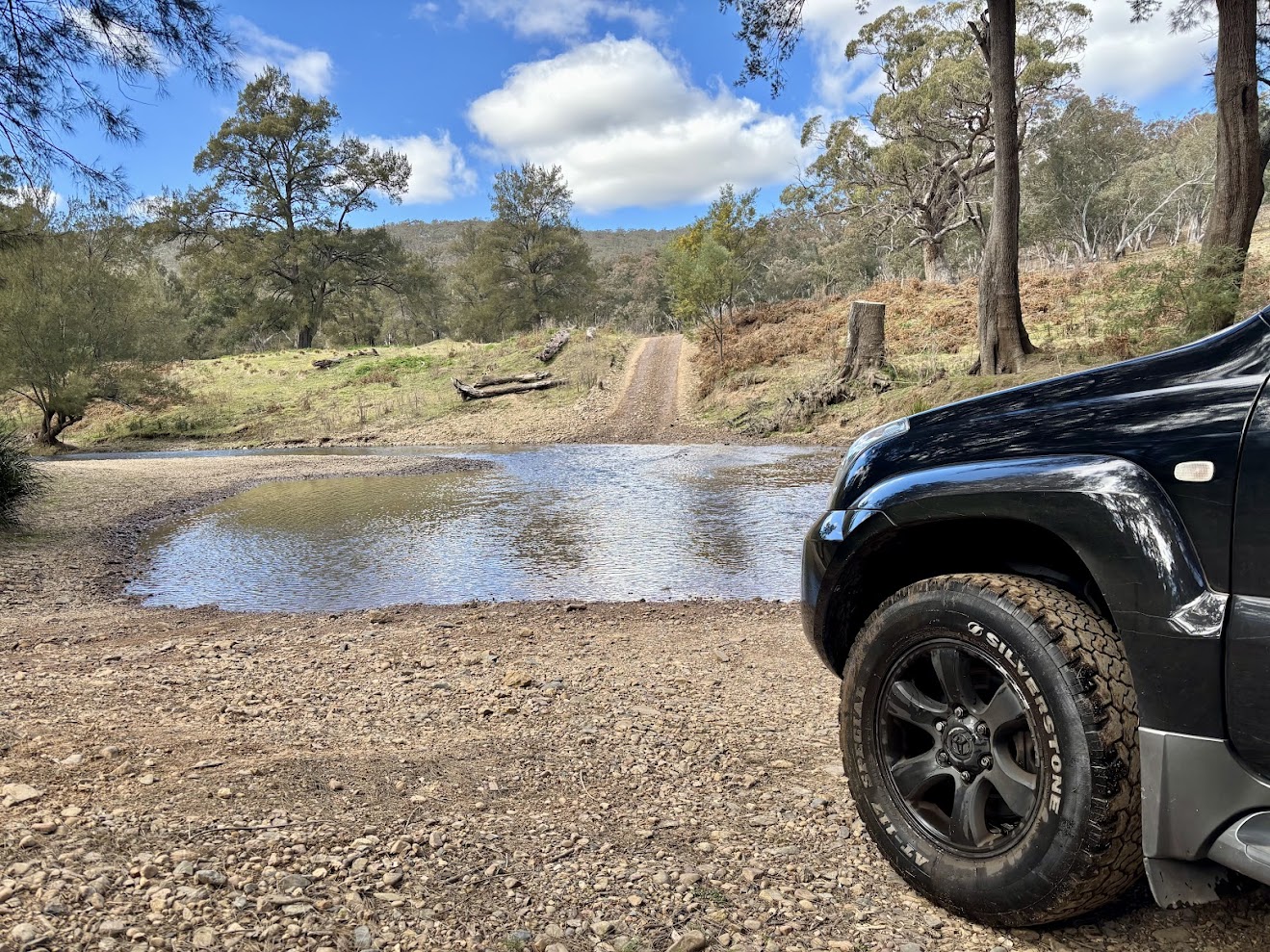 One of three river crossings to get to Woolshed Flat Campground from Capertee