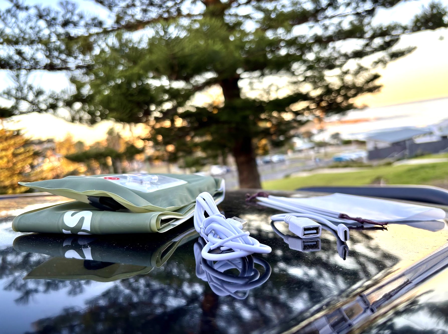 Selorss Inflatable Camping Light Folded with Carry bag and charging cables
