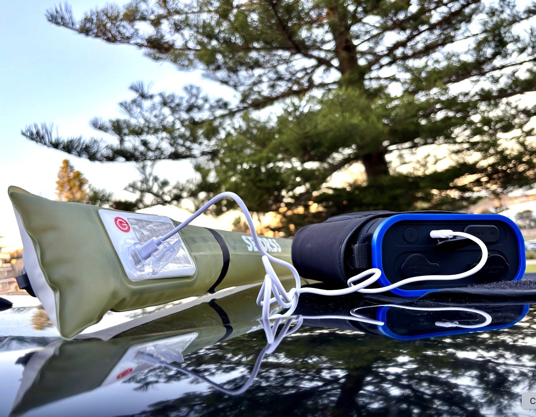 Selorss Inflatable Camping Light Tube charging with Kings Power Pack