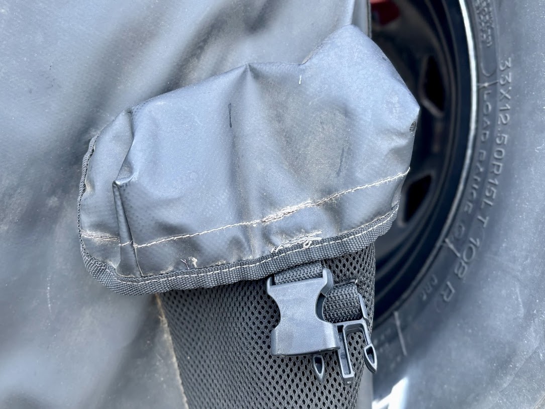 The Adventure Kings spare wheel bag is made from a heavy-duty 400GSM PVC material and the stitching is solid