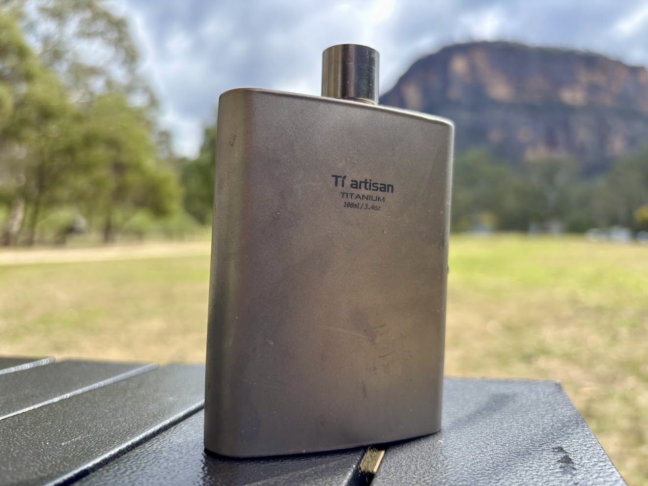 Using the Ti Artisan titanium flask 100ml at Coorongooba Campground