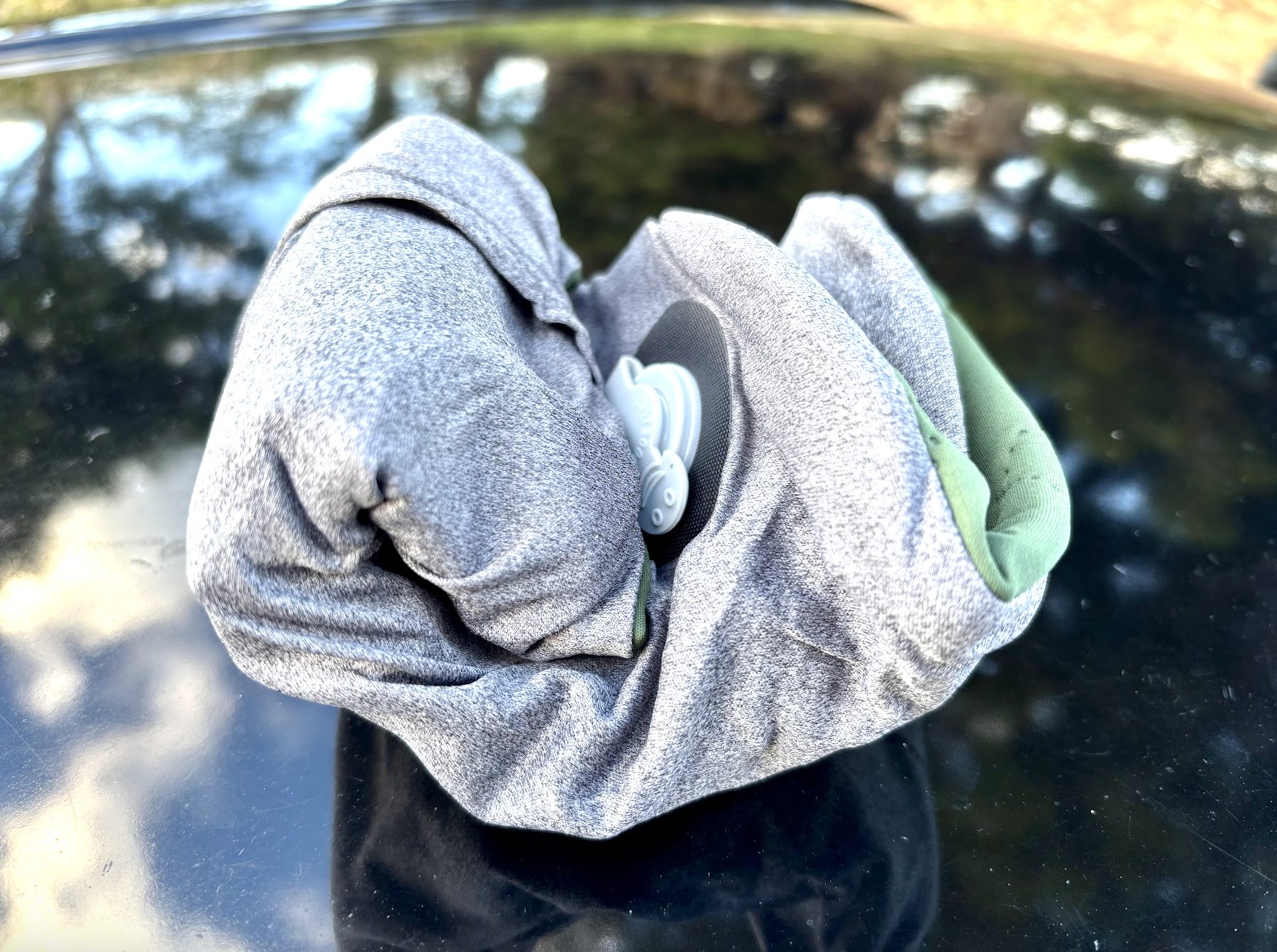 Folded camping pillow with washable cover from Hikenture