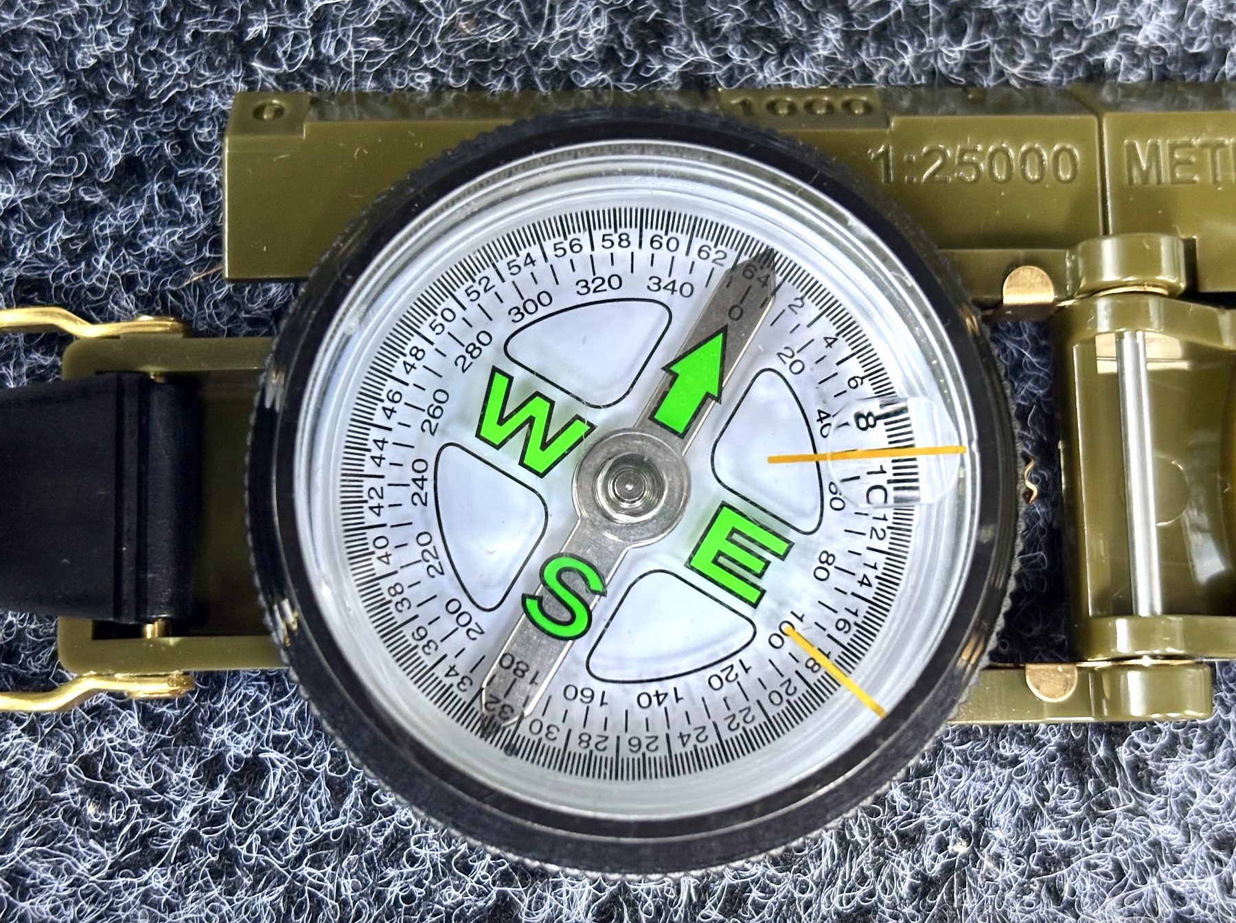 off-road compass close-up top view