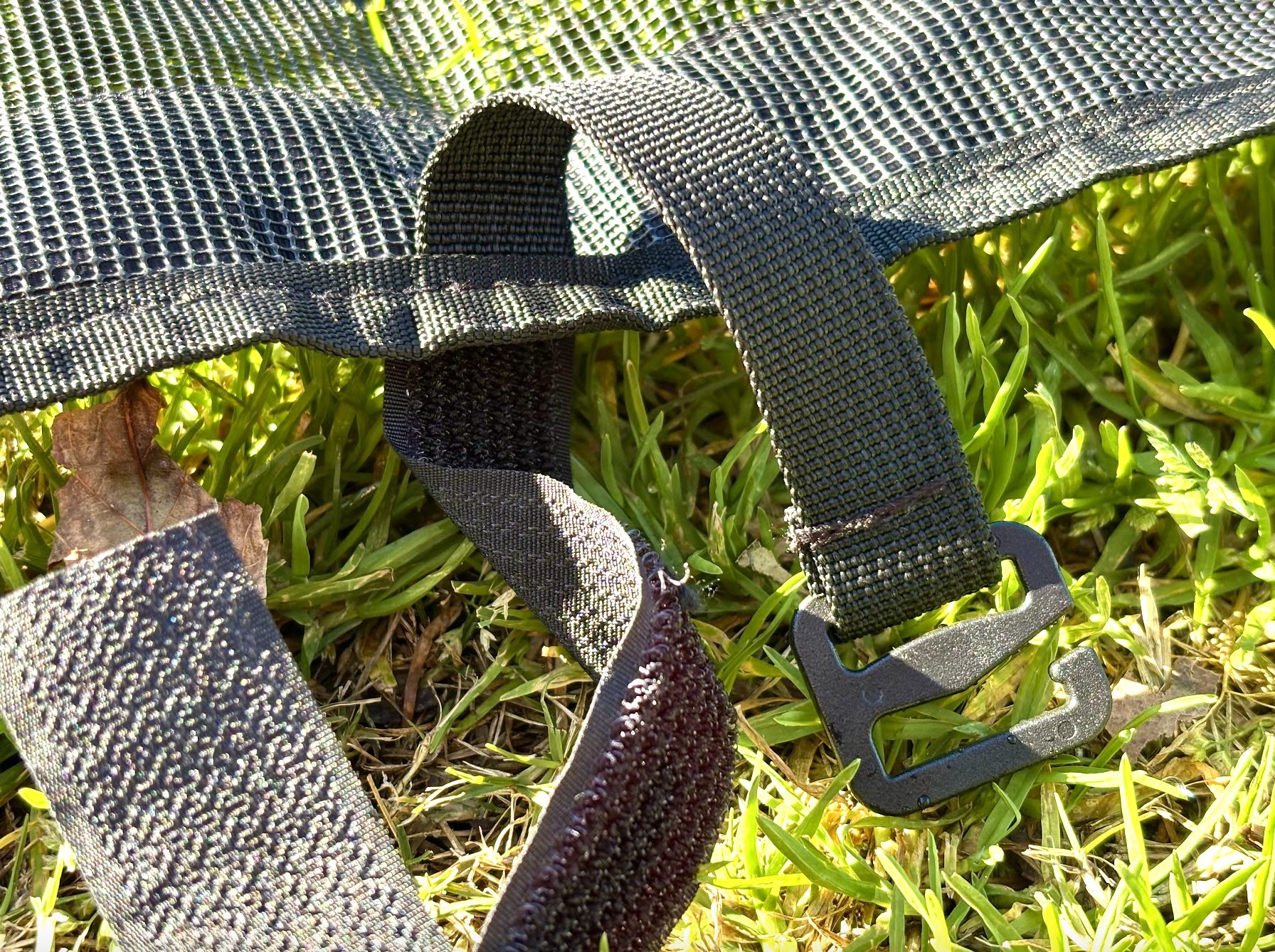Velcro attachment of hanging camping kitchen organizer