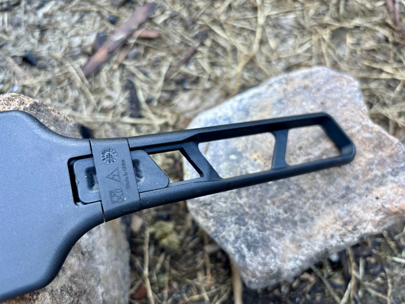 Back side of locking mechanism of Sea to Summit folding spatula