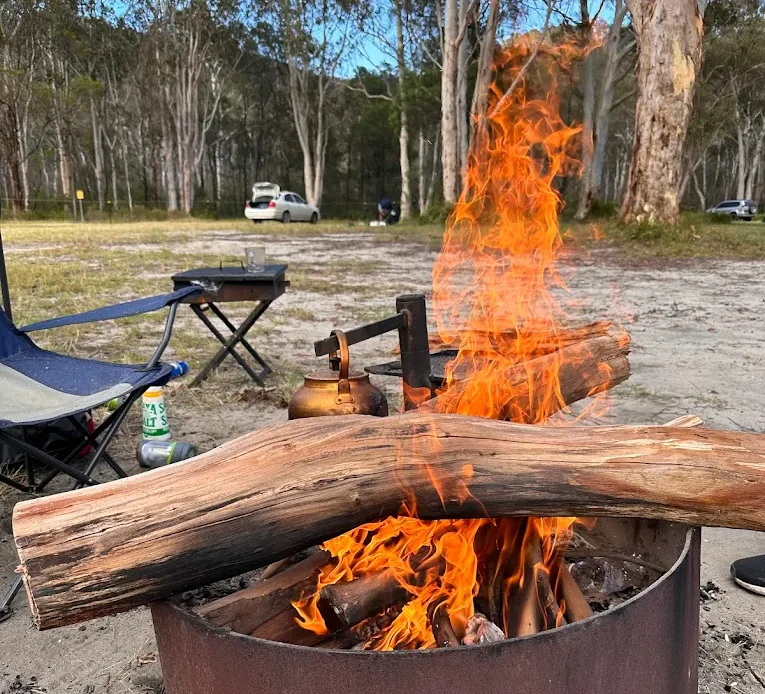 Camp fire at Burralow Creek Campground