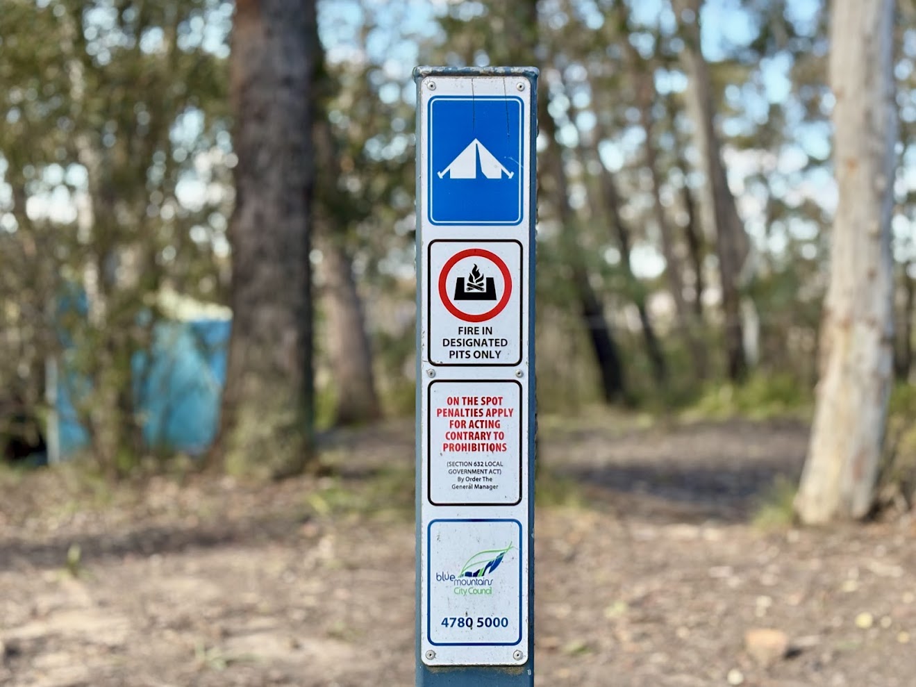 Camping Sign with instructions at mt york campground
