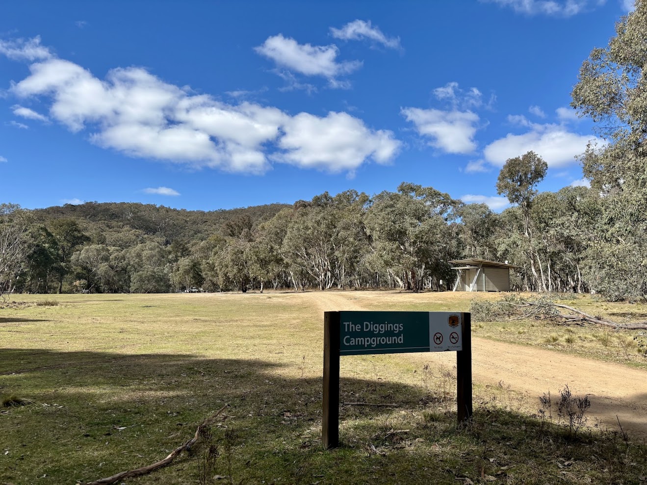 Camping grass area at the Diggings Campground​