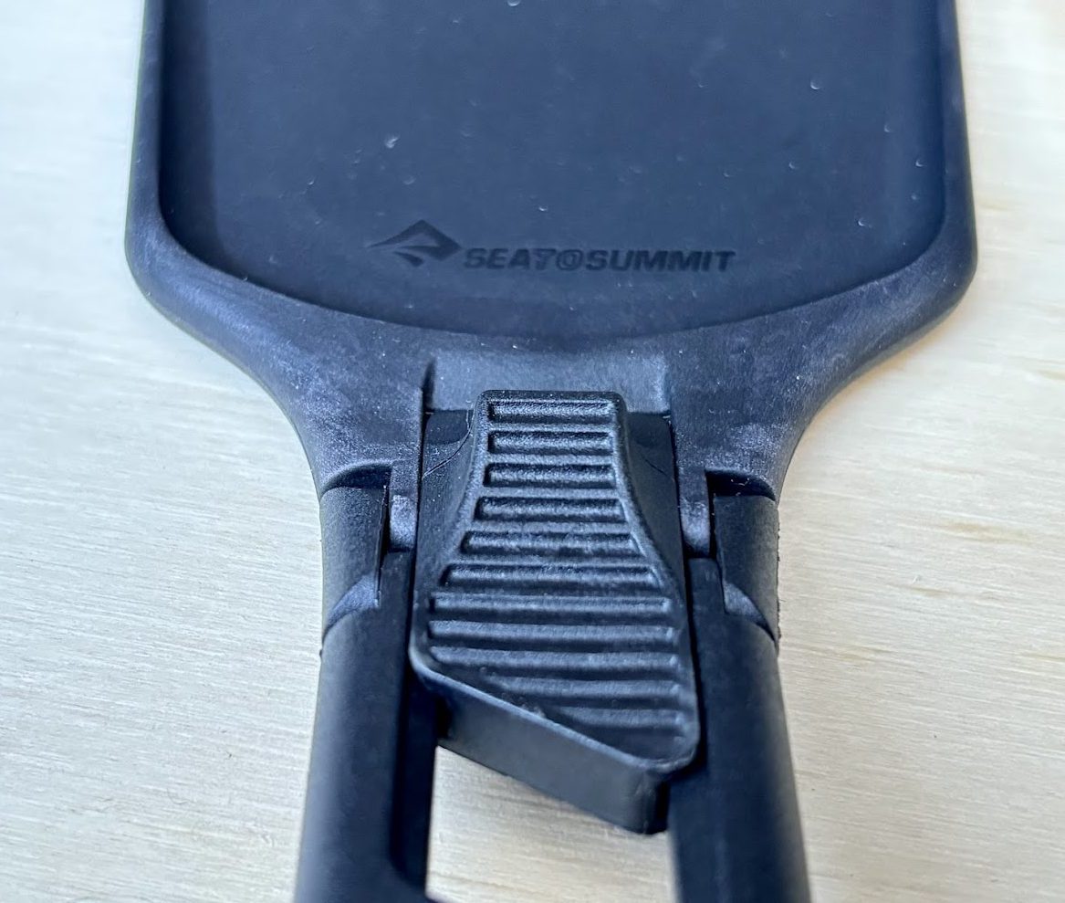Close-up of locking mechanism of Sea to Summit folding spatula