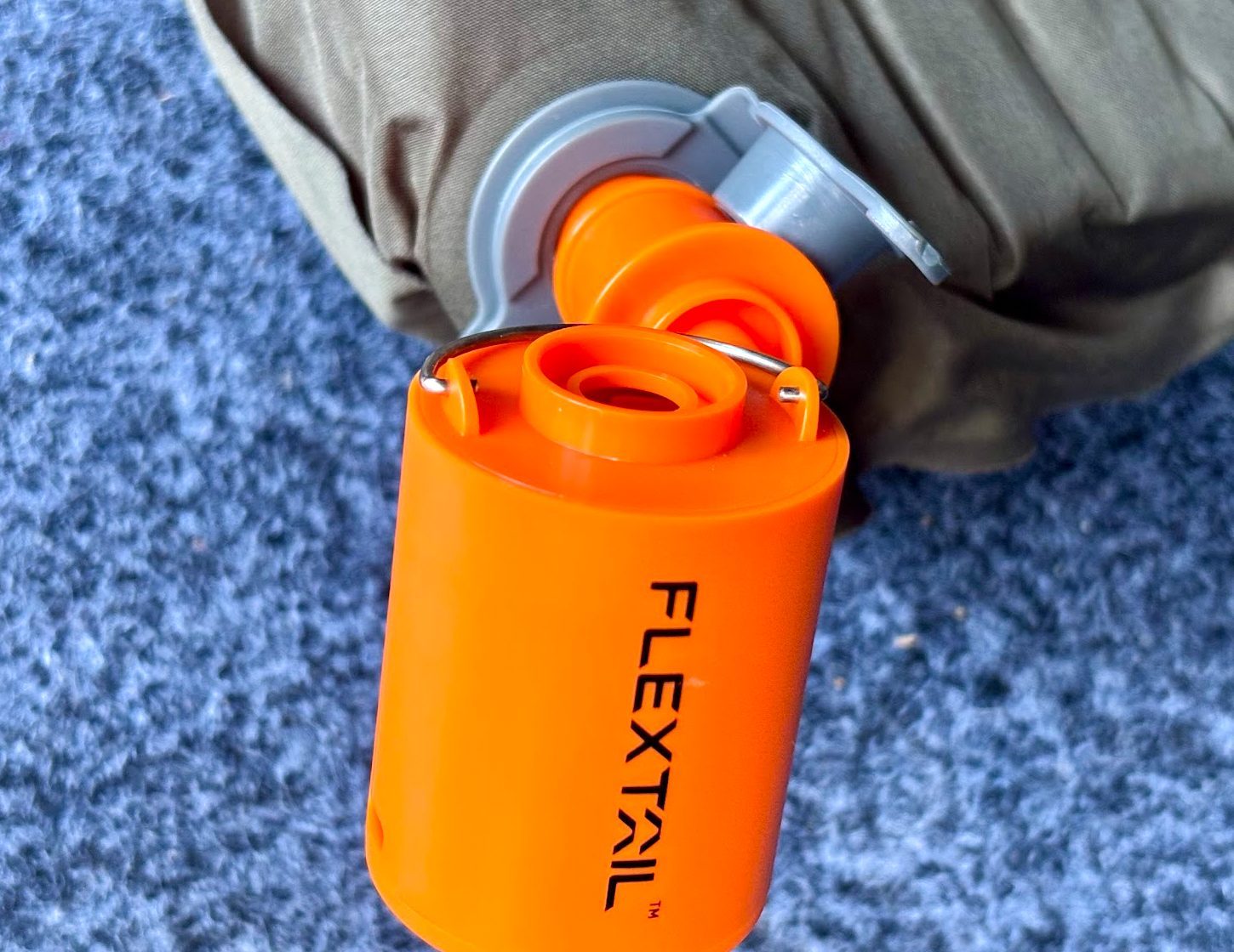 Flextail air mattress pump portable​ inflating a camp pillow