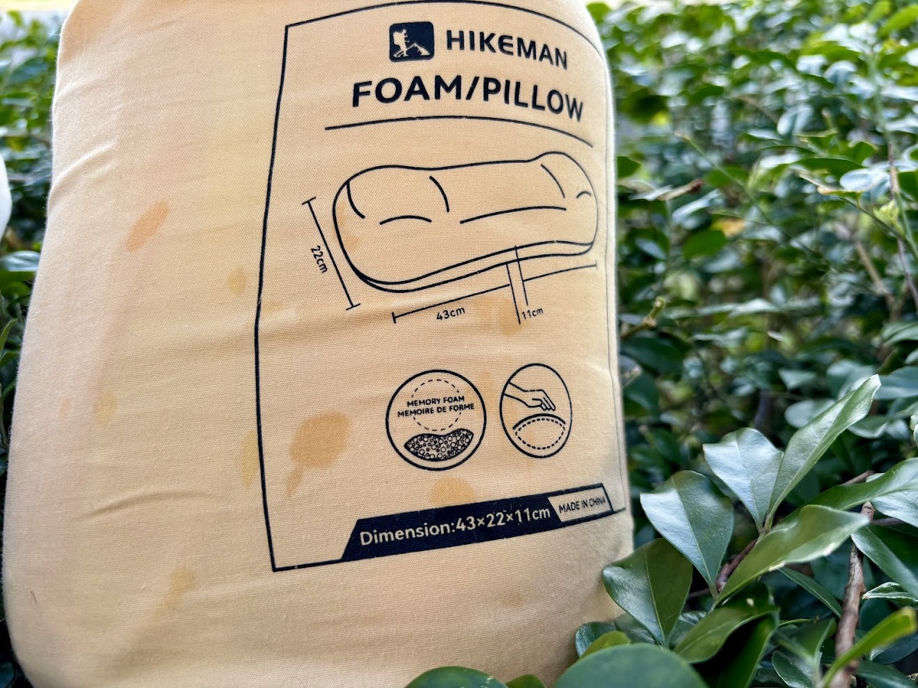 Hikeman memory foam camp pillow in carry pouch