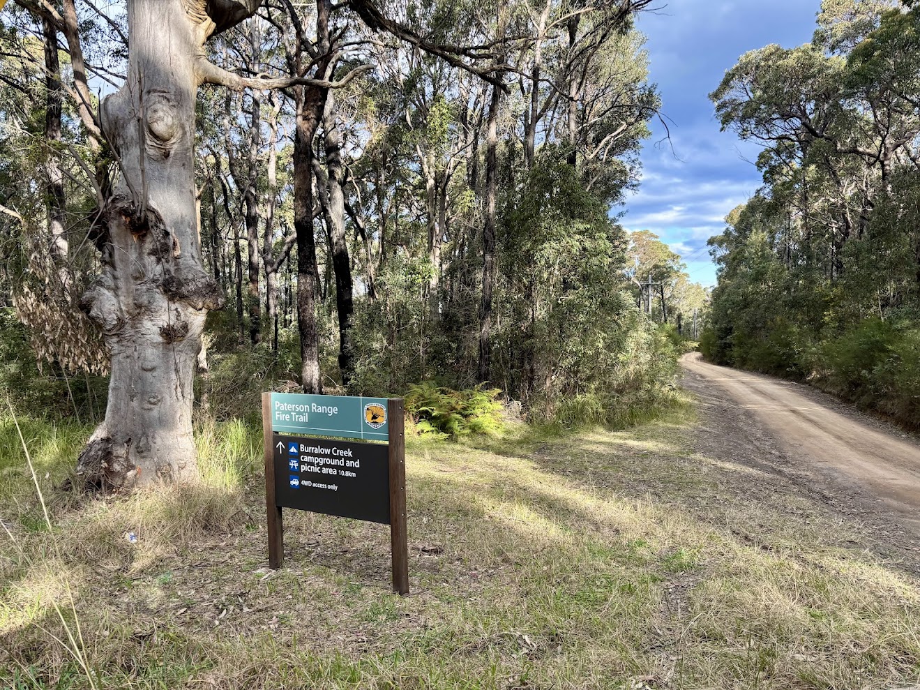 Info board Burralow Creek Campground entrance road