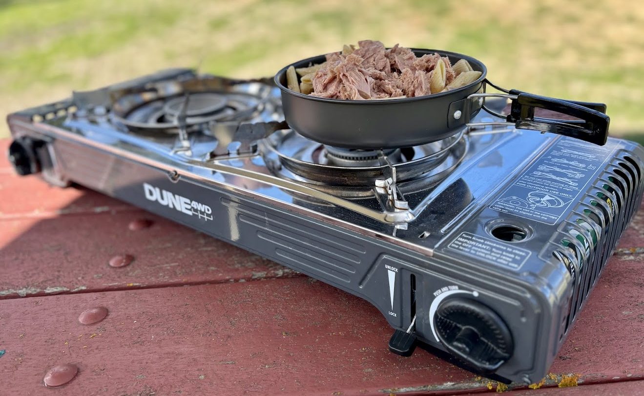 Cooking a pasta on the Dune Camp Stove using my aluminum frying pan