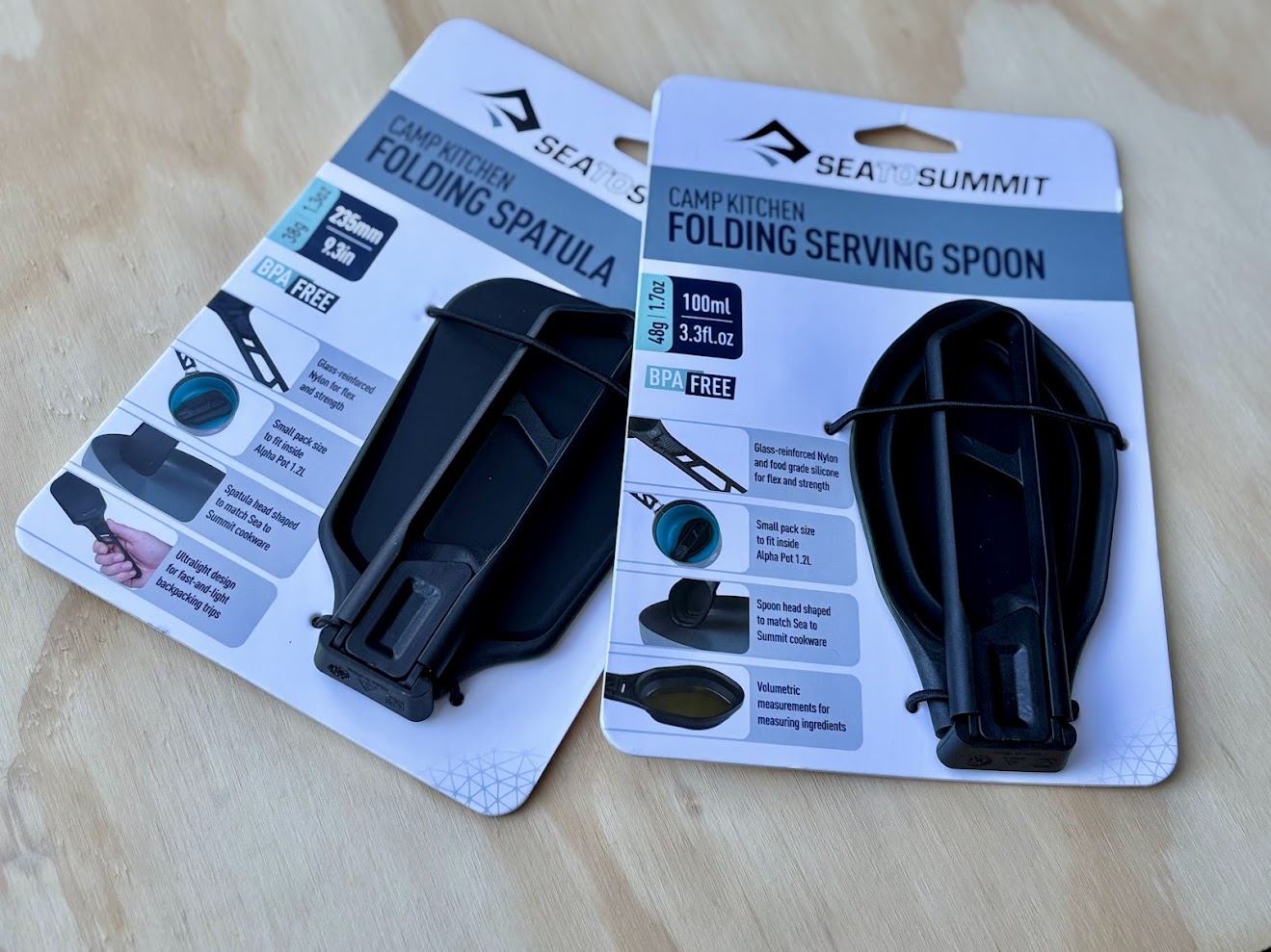 Set of Sea to Summit foldable cooking utencils