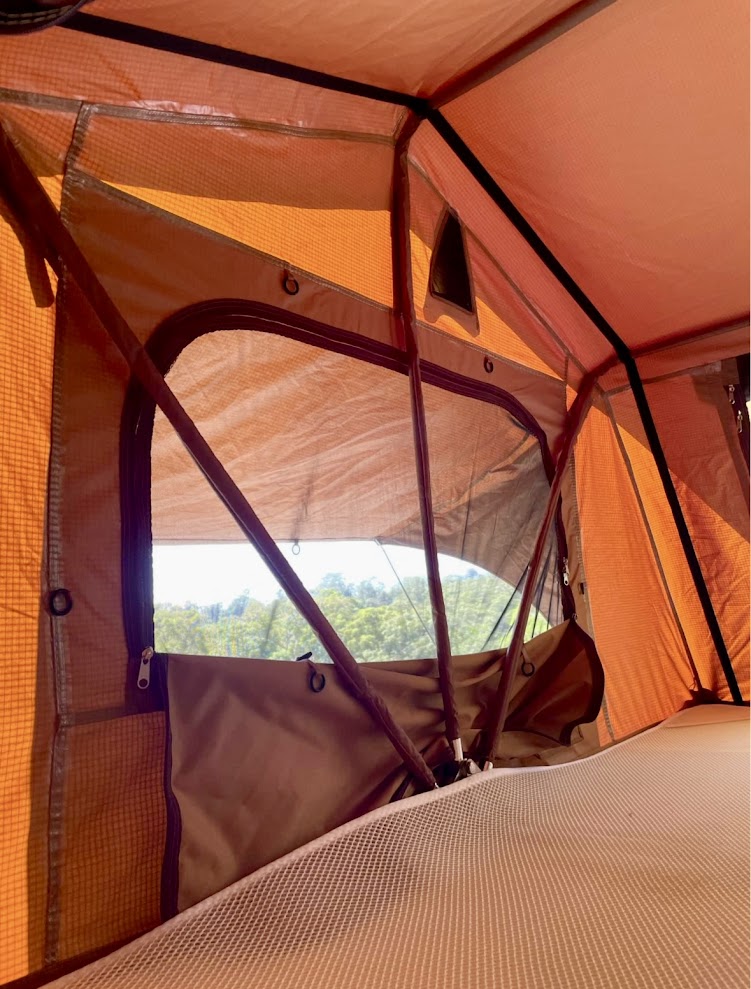 All the windows in the Kings tourer roof top tent have midge-proof mesh for keeping tiny annoying insects out