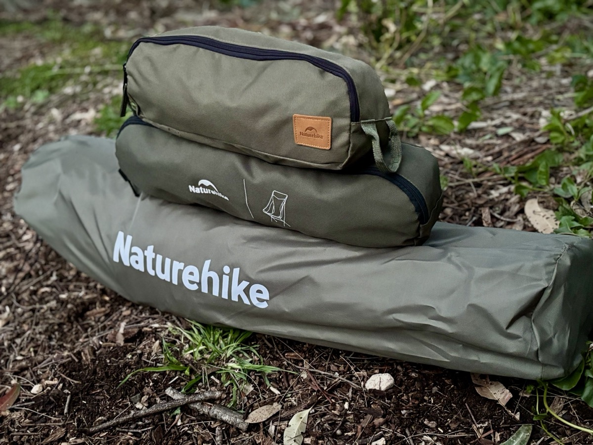 Comparing the packed size of multiple Naturehike chairs for camping and hiking