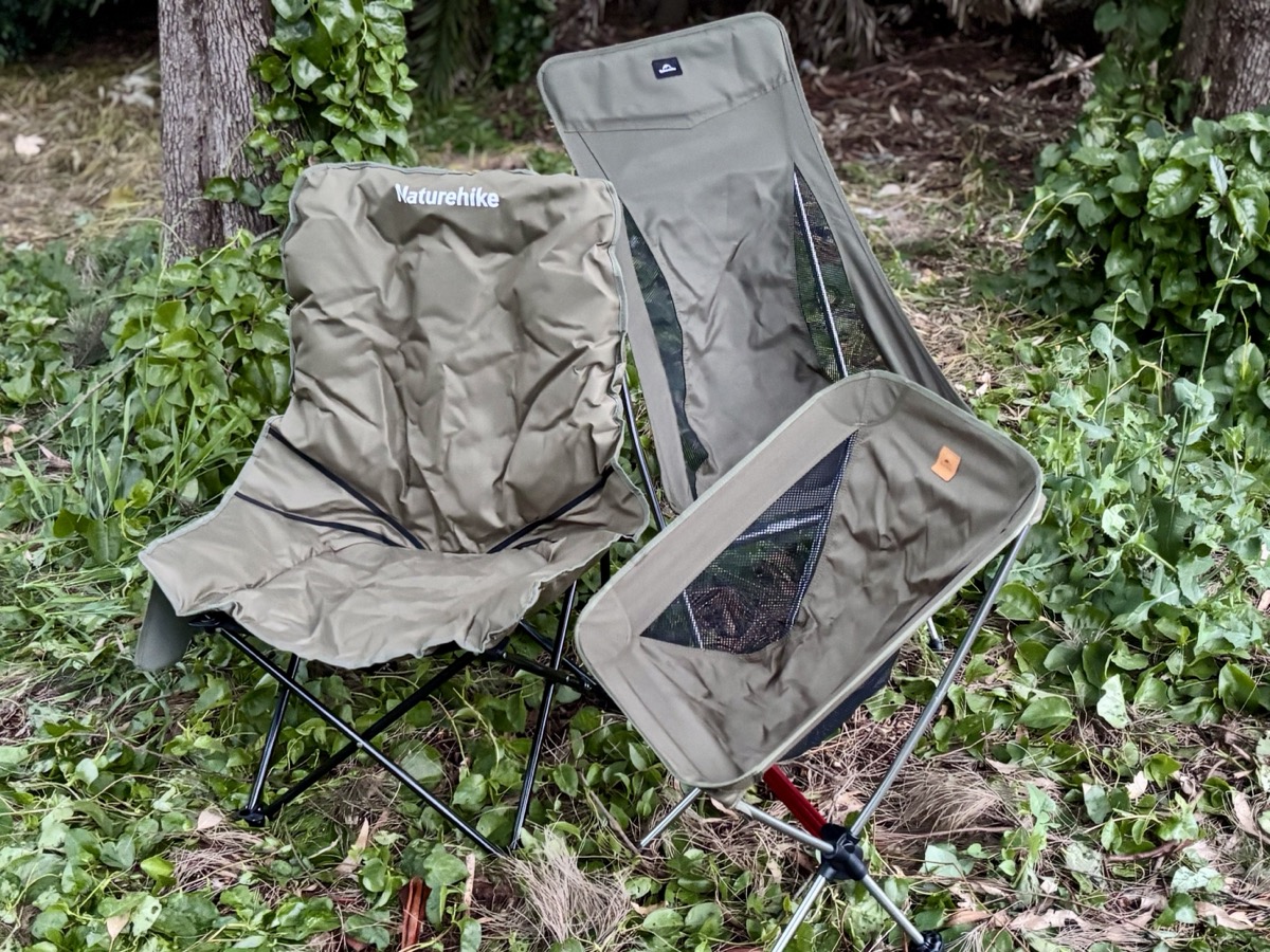 Comparing the size of multiple Naturehike chairs for outdoor trips