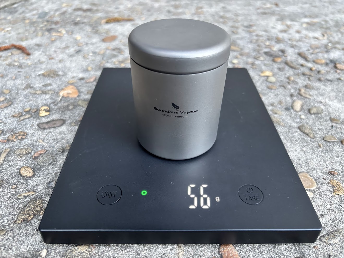 The 120ml titanium canister from Boundless Voyage is ultralight at just 56 grams