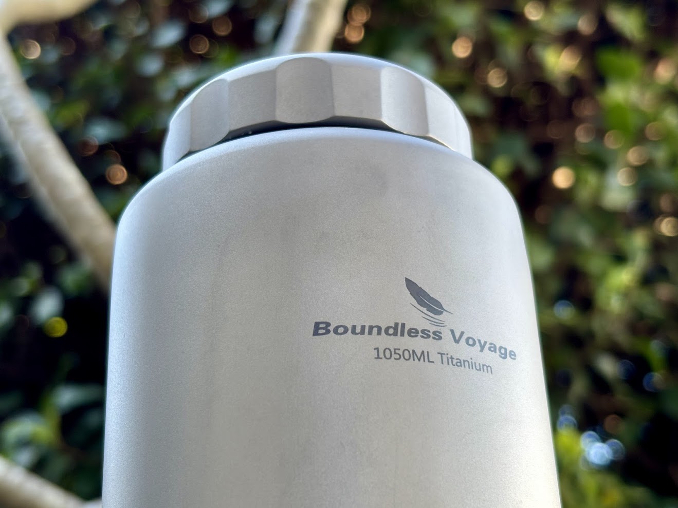 The Boundless Voyage Water Bottle is made of 99.8% pure titanium