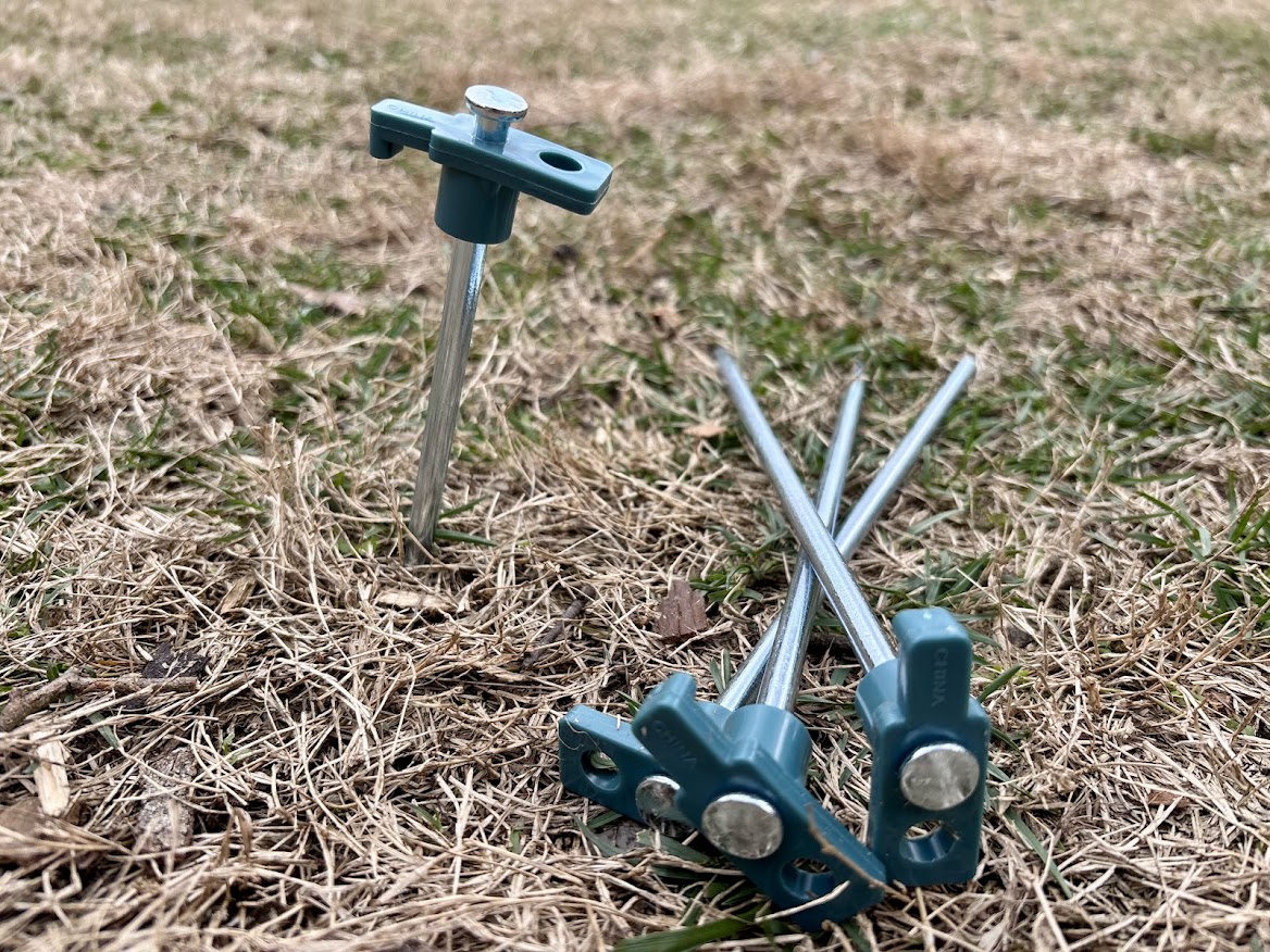 The Coleman 10 inch steel tent stakes ​feel incredibly strong and resistant to bending, great for dealing with tough ground