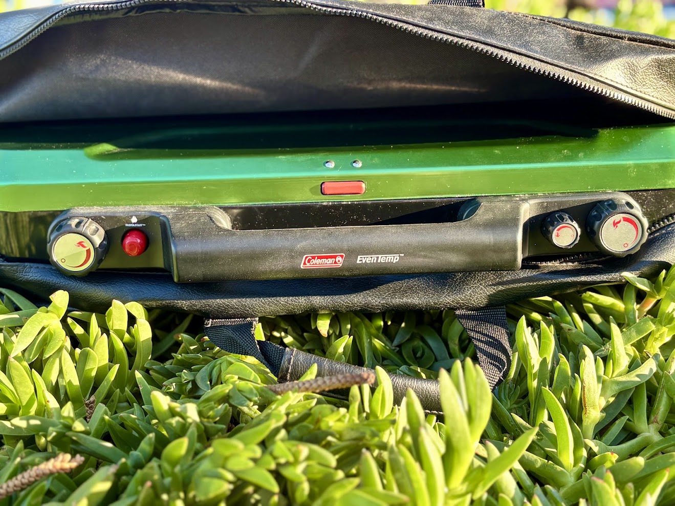 The Coleman eventemp​ packs down neatly into a briefcase-like leather carry bag (not included) with a handle that makes it easy to carry
