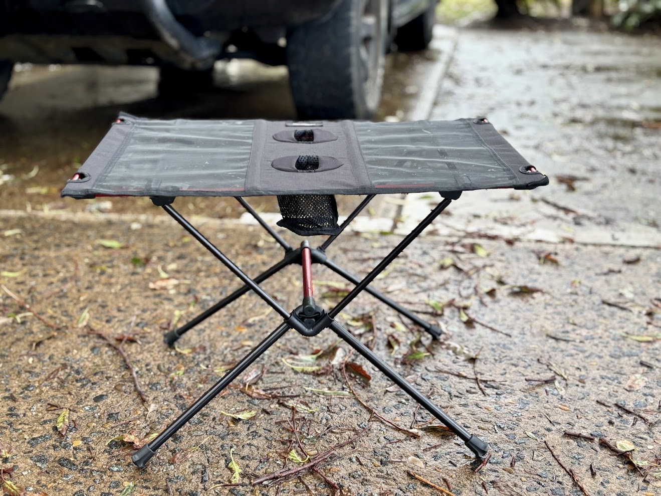 The Naturehike folding camping table is only 39cm high which is comfortable when you're sitting in a low camp chair