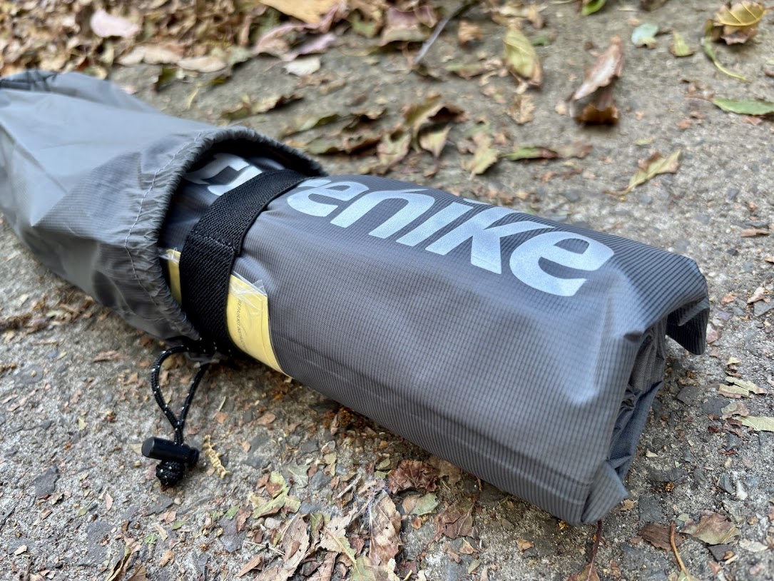 The Naturehike inflatable sleeping pad​ packs away very small and comes with a small repair kit