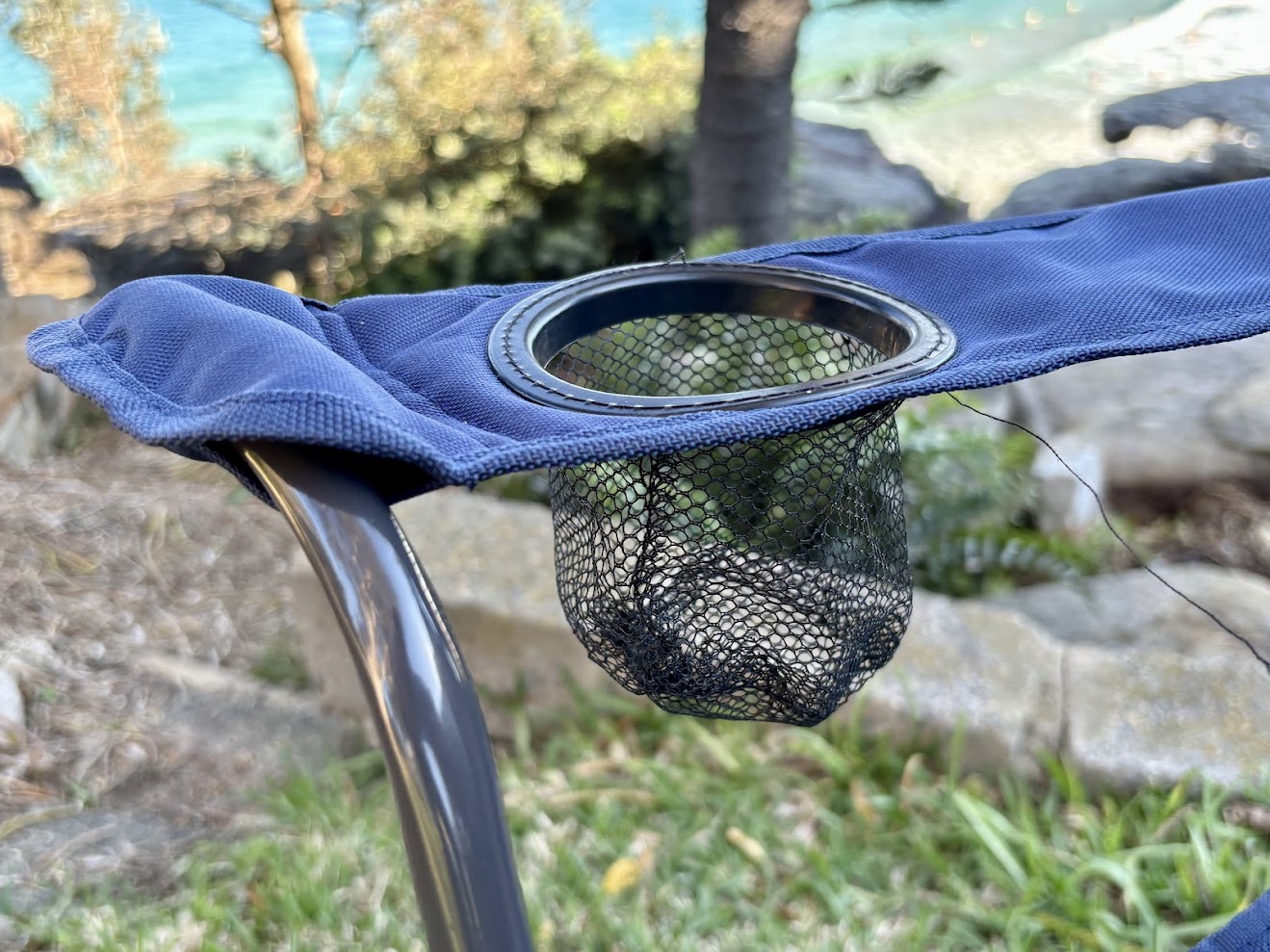 The cupholder on the BCF camp chair is a bit of a letdown and feels made of quite a flimsy material