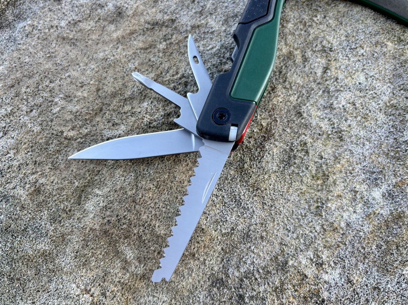 The cutting tools (knife and saw) on the Bosch multitool are made from high-carbon stainless steel alloy