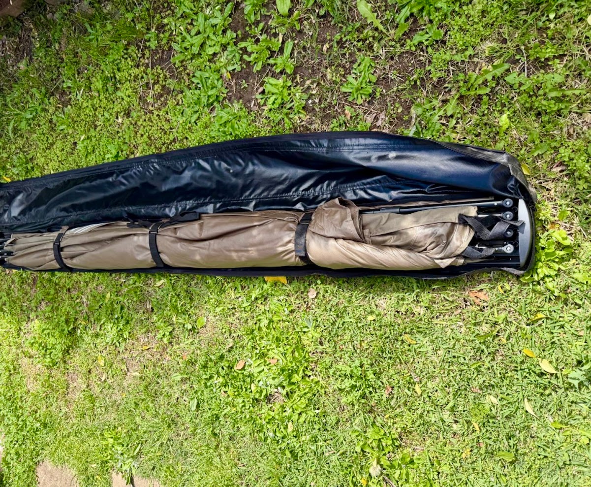 The fabric of the Rhino Batwing awning is a very strong 200 Denier Ripstop material resistant to tears and punctures