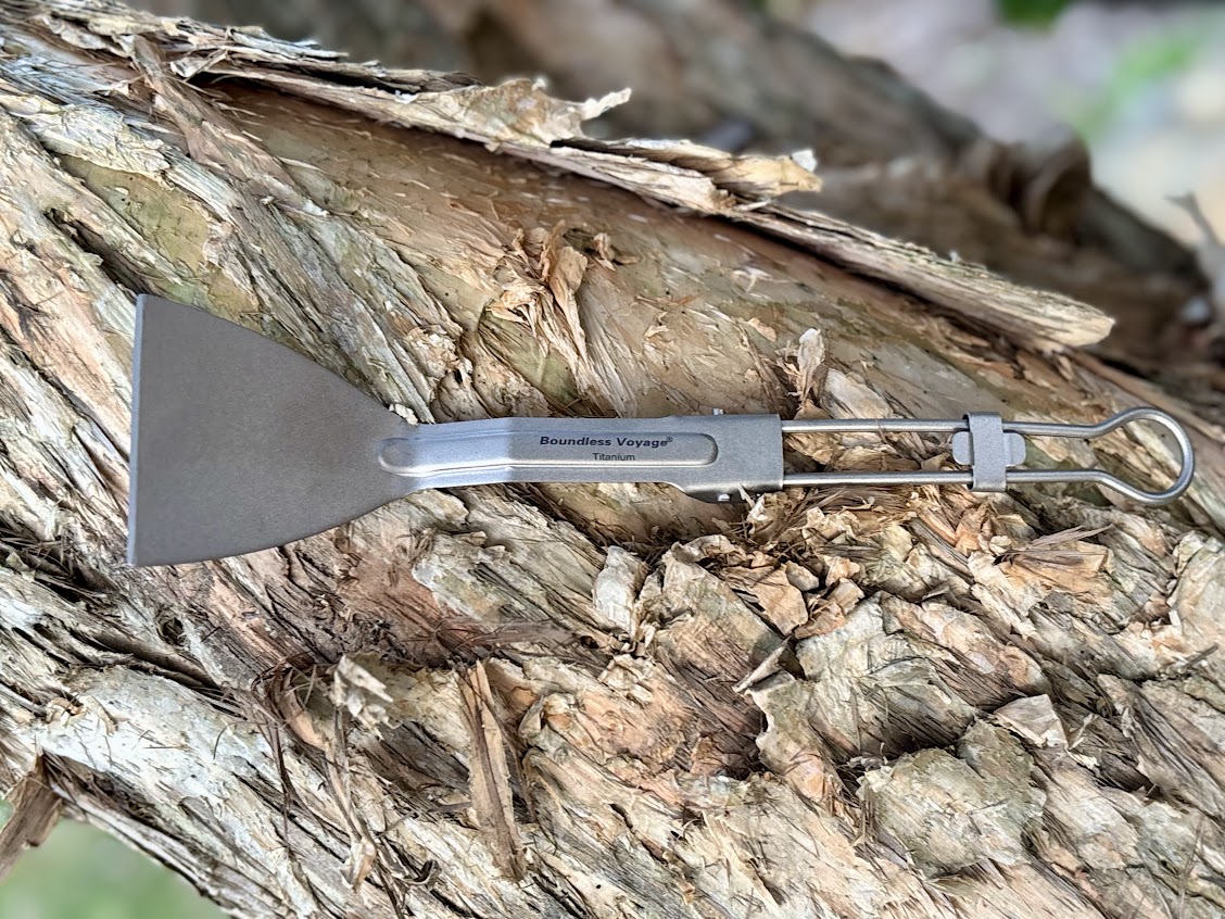 The first thing you notice about this Boundless Voyage titanium spatula​ is its weight, or lack thereof