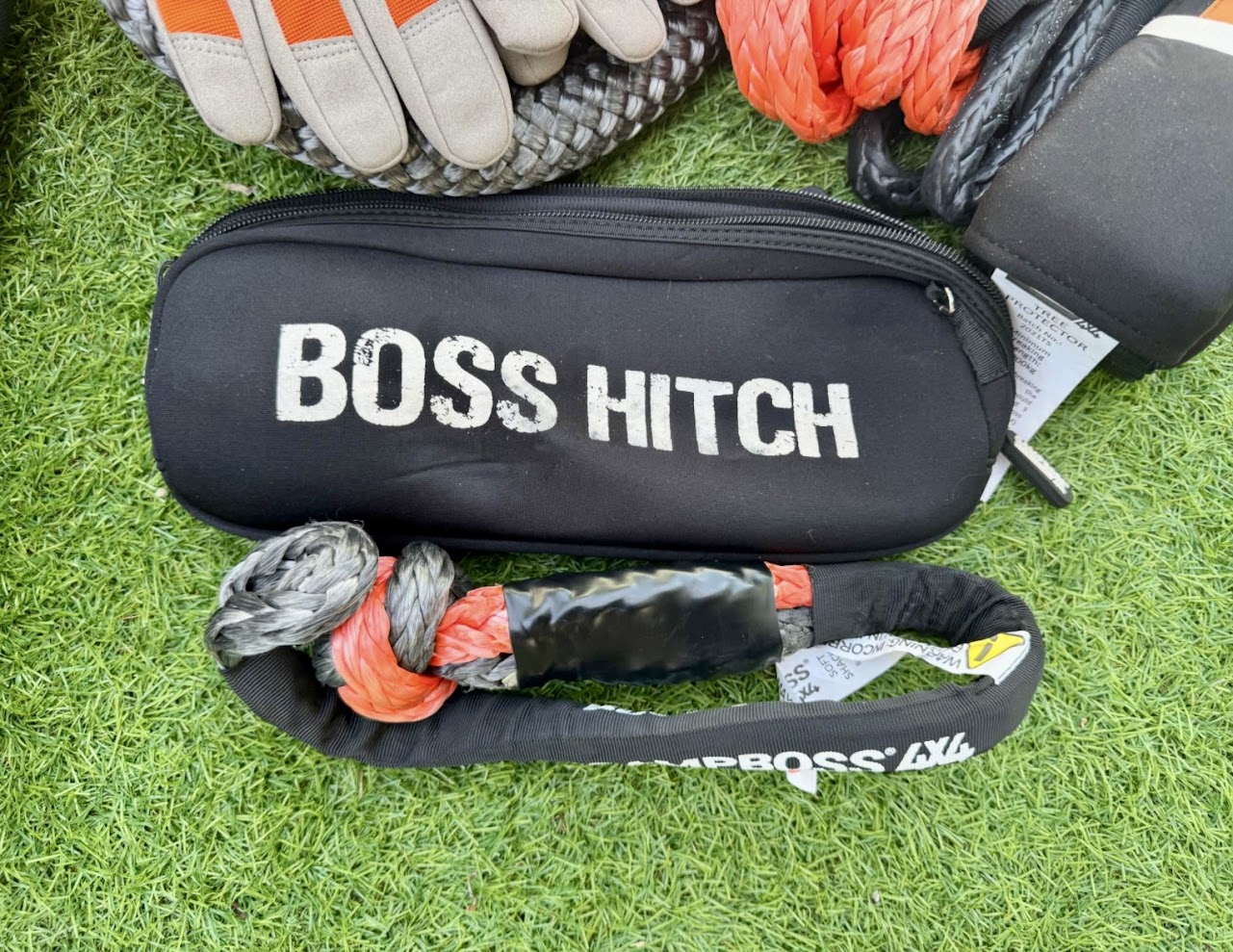 The soft shackles in the CampBoss Recovery Kit have a 14,000kg MBS and float on water