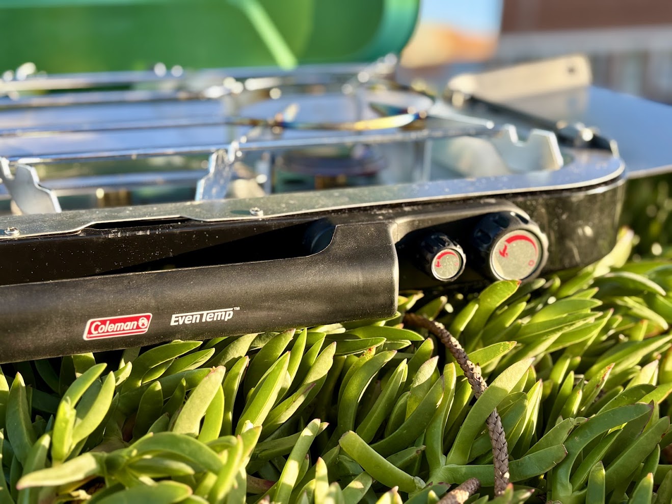 The three burners of the Coleman Eventemp camping stove can be independently controlled