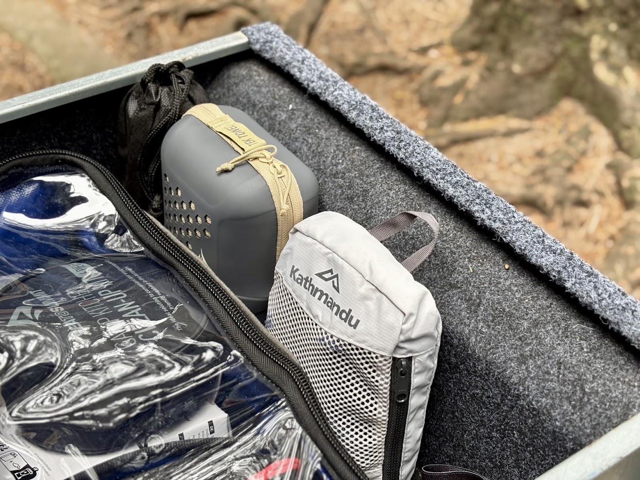The Sea to Summit tek towel​ and the Kathmandu Microfibre travel towel easily store away in our 4WD drawer system