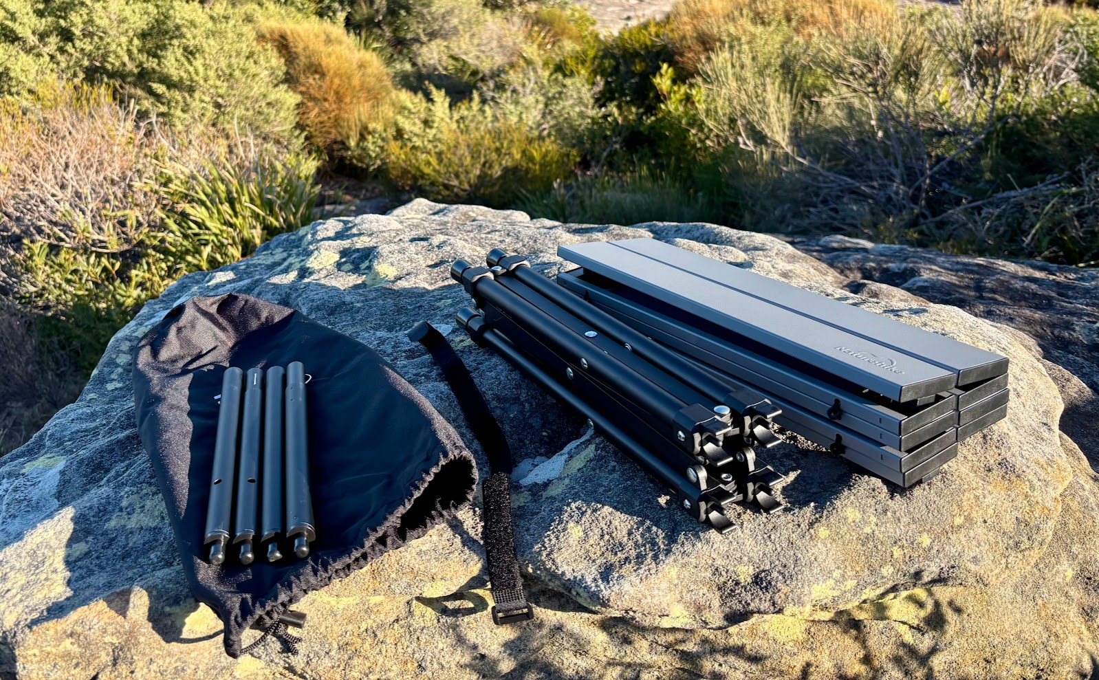 The entire Naturehike table structure (roll-up top & support frame) is made from 6063 aviation-grade aluminum alloy