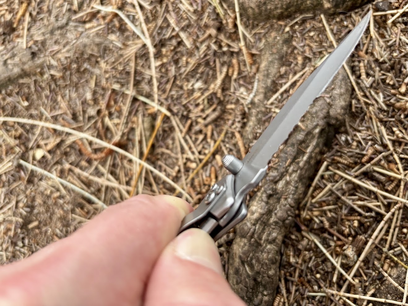 The frame lock holds the blade of the Gerber Paraframe solidly, just push the frame lock back to close the knife