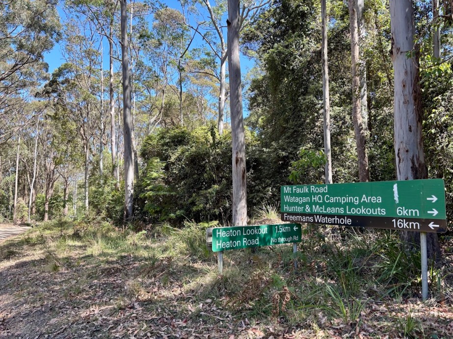 When Heaton Rd meets Mount Faulk Rd (coming from the Pines campground), make a left turn to continue onto the final section of Heaton Rd