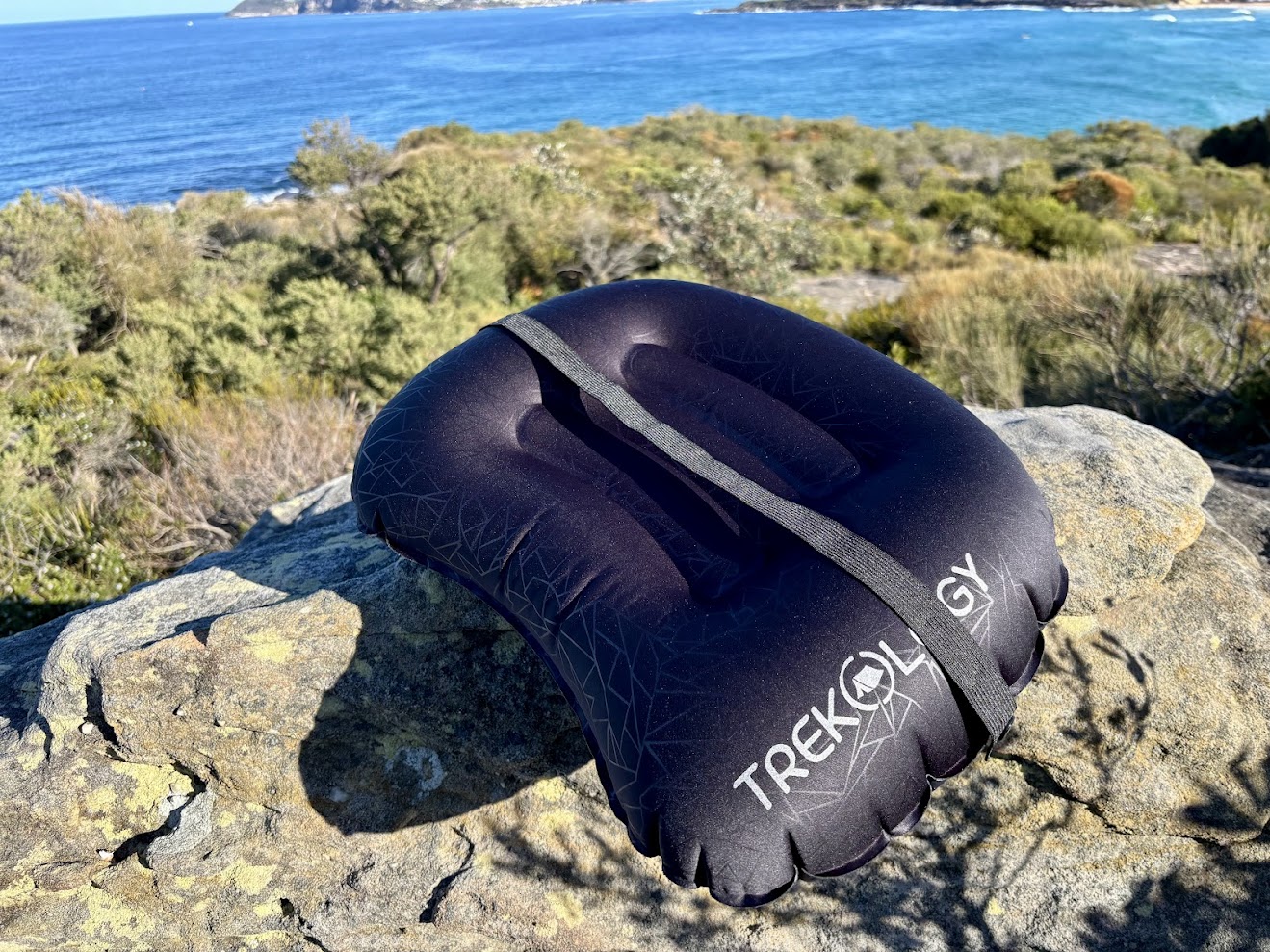 The Trekology Aluft pillow 2.0 inflates to a generous 40.6 x 30.5 cm and has a supportive 10 cm loft, making it large enough to comfortably rest your head without sliding off