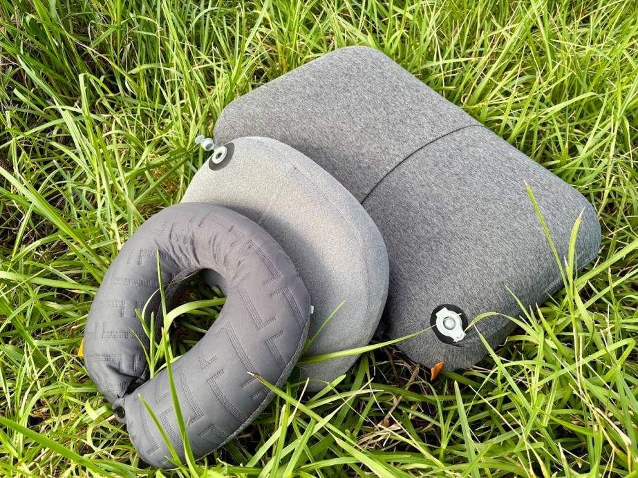 Comparing the inflated size of the Trekology Aluft Ultra Inflatable Pillow, Aluft Pillow Deluxe and the Aluft Neck Pillow